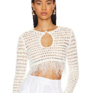 Malana Keyhole Feather Knit Sweater NWT SIZE SMALL